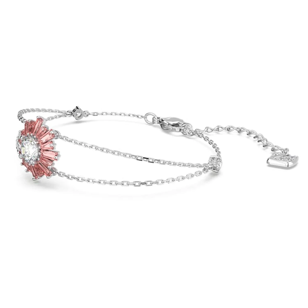 Idyllia bracelet, Mixed cuts, Sun, Pink, Rhodium plated by SWAROVSKI