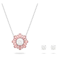 Idyllia set, Mixed cuts, Sun, Pink, Rhodium plated by SWAROVSKI