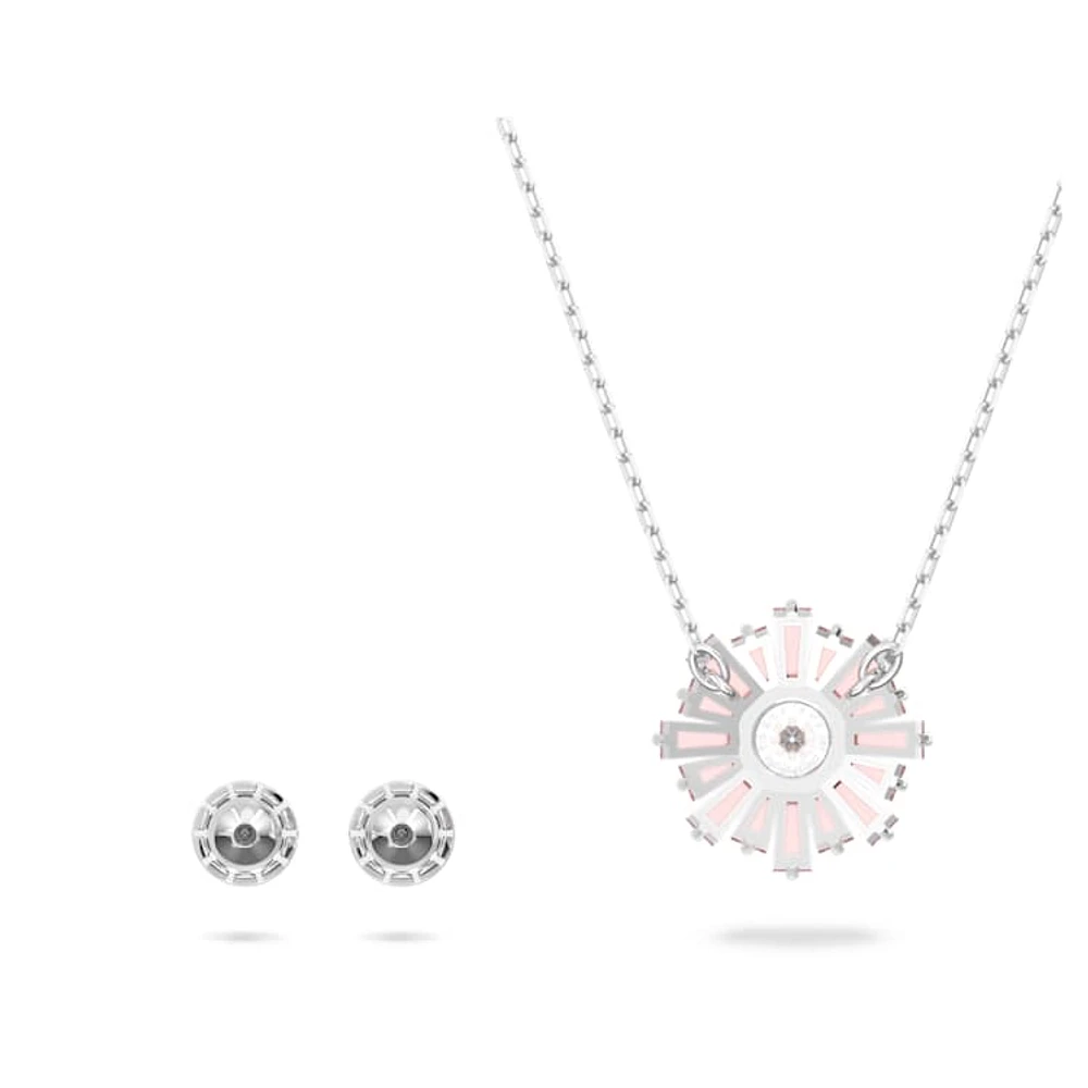 Idyllia set, Mixed cuts, Sun, Pink, Rhodium plated by SWAROVSKI