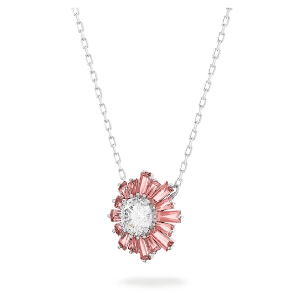 Idyllia set, Mixed cuts, Sun, Pink, Rhodium plated by SWAROVSKI