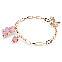 Teddy bracelet, Bear, Pink, Rose gold-tone plated by SWAROVSKI