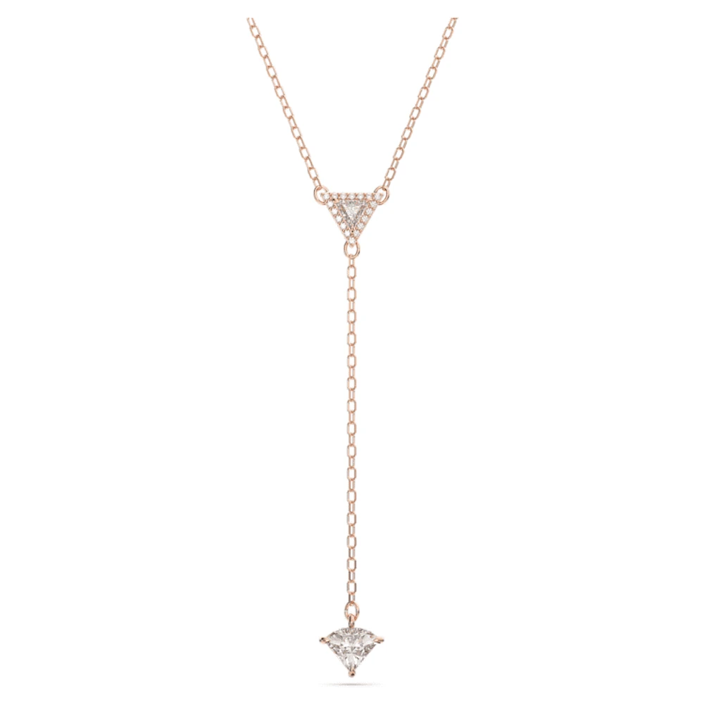 Stilla Y necklace, Triangle cut, White, Rose gold-tone plated by SWAROVSKI