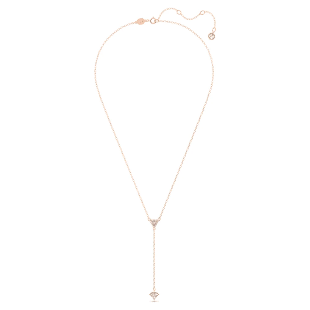 Stilla Y necklace, Triangle cut, White, Rose gold-tone plated by SWAROVSKI