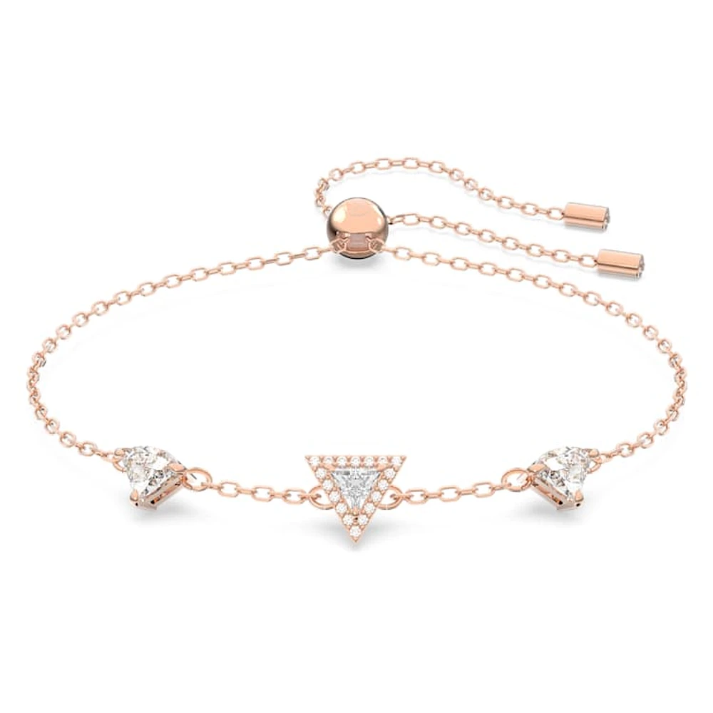 Stilla bracelet, Triangle cut, White, Rose gold-tone plated by SWAROVSKI