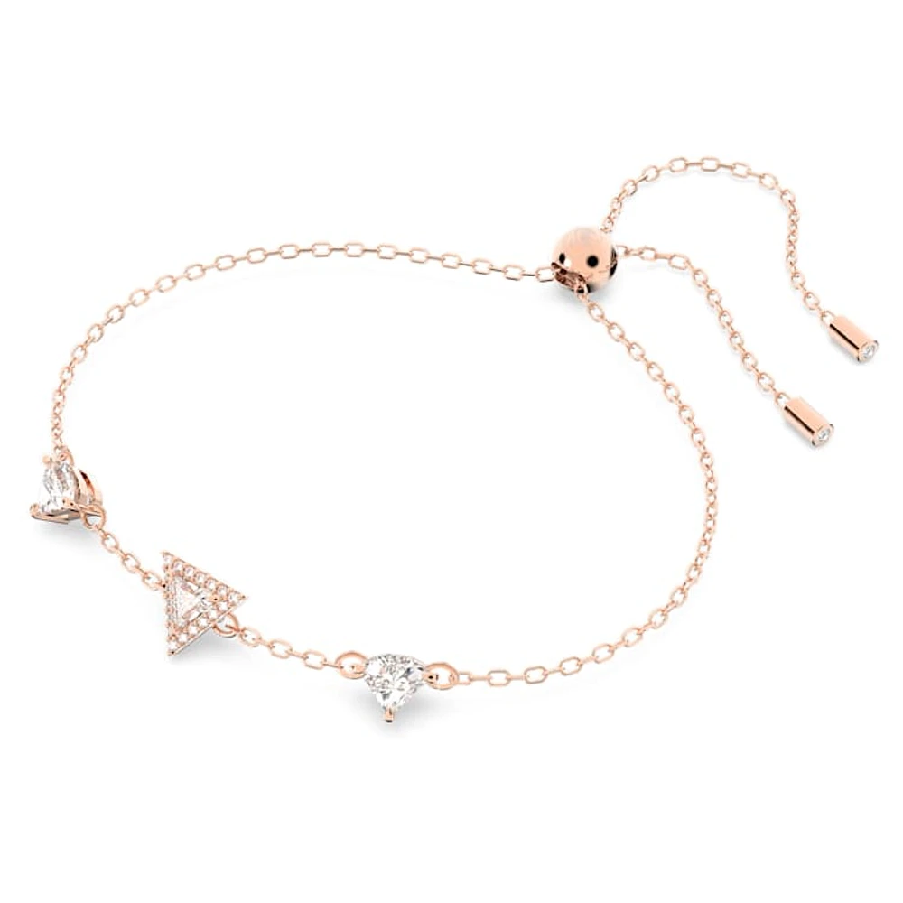 Stilla bracelet, Triangle cut, White, Rose gold-tone plated by SWAROVSKI