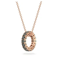 Exalta pendant, Round cut, Black, Rose gold-tone plated by SWAROVSKI