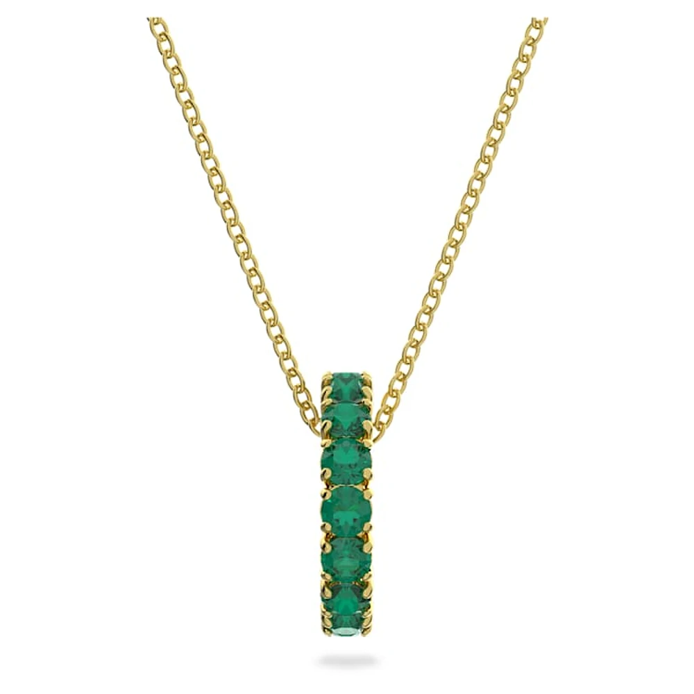 Exalta pendant, Round cut, Green, Gold-tone plated by SWAROVSKI