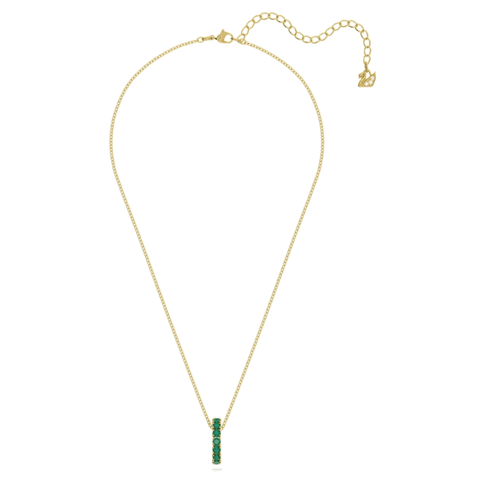 Exalta pendant, Round cut, Green, Gold-tone plated by SWAROVSKI