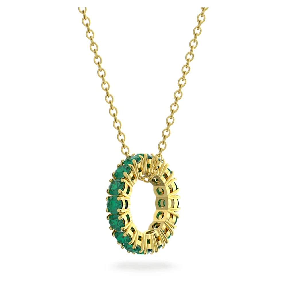 Exalta pendant, Round cut, Green, Gold-tone plated by SWAROVSKI