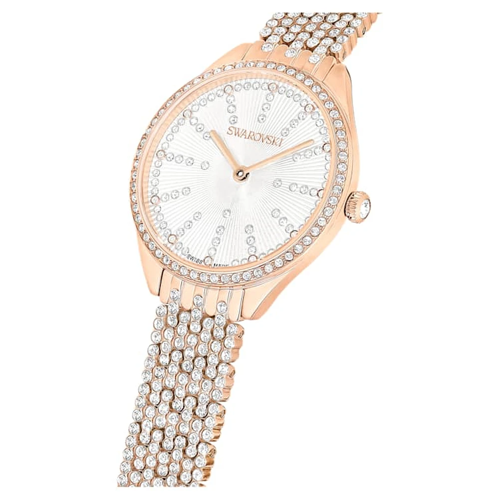 Attract watch, Swiss Made, Full pavé, Crystal bracelet, Rose gold tone, Rose gold-tone finish by SWAROVSKI