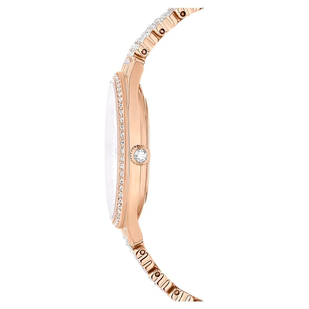 Attract watch, Swiss Made, Full pavé, Crystal bracelet, Rose gold tone, Rose gold-tone finish by SWAROVSKI