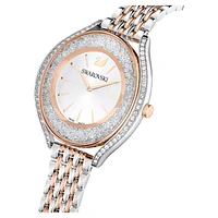 Crystalline Aura watch, Swiss Made, Metal bracelet, Rose gold tone, Mixed metal finish by SWAROVSKI