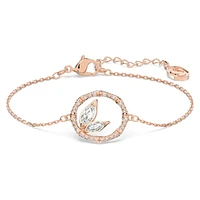 Dellium bracelet, Bamboo, White, Rose gold-tone plated by SWAROVSKI