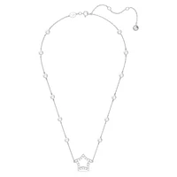 Stella necklace, Star, White, Rhodium plated by SWAROVSKI