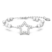 Stella bracelet, Pavé, Star, White, Rhodium plated by SWAROVSKI