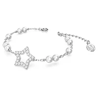 Stella bracelet, Pavé, Star, White, Rhodium plated by SWAROVSKI