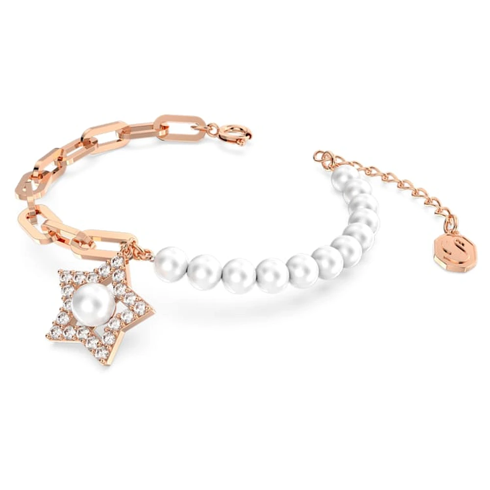 Stella bracelet, Pavé, Star, White, Rose gold-tone plated by SWAROVSKI