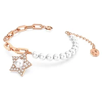 Stella bracelet, Pavé, Star, White, Rose gold-tone plated by SWAROVSKI