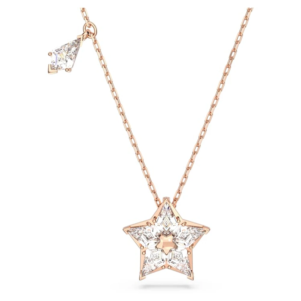 Stella pendant, Kite cut, Star, White, Rose gold-tone plated by SWAROVSKI