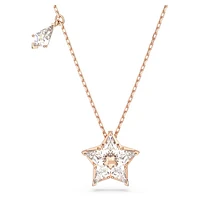 Stella pendant, Kite cut, Star, White, Rose gold-tone plated by SWAROVSKI