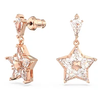 Stella drop earrings, Kite cut, Star, White, Rose gold-tone plated by SWAROVSKI