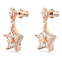 Stella drop earrings, Kite cut, Star, White, Rose gold-tone plated by SWAROVSKI