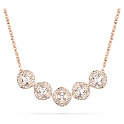 Una Angelic necklace, Square cut, White, Rose gold-tone plated by SWAROVSKI