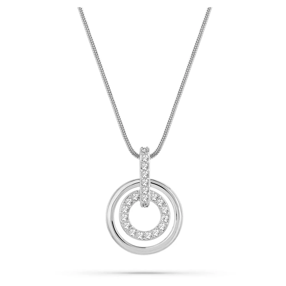 Circle pendant, Round shape, White, Rhodium plated by SWAROVSKI