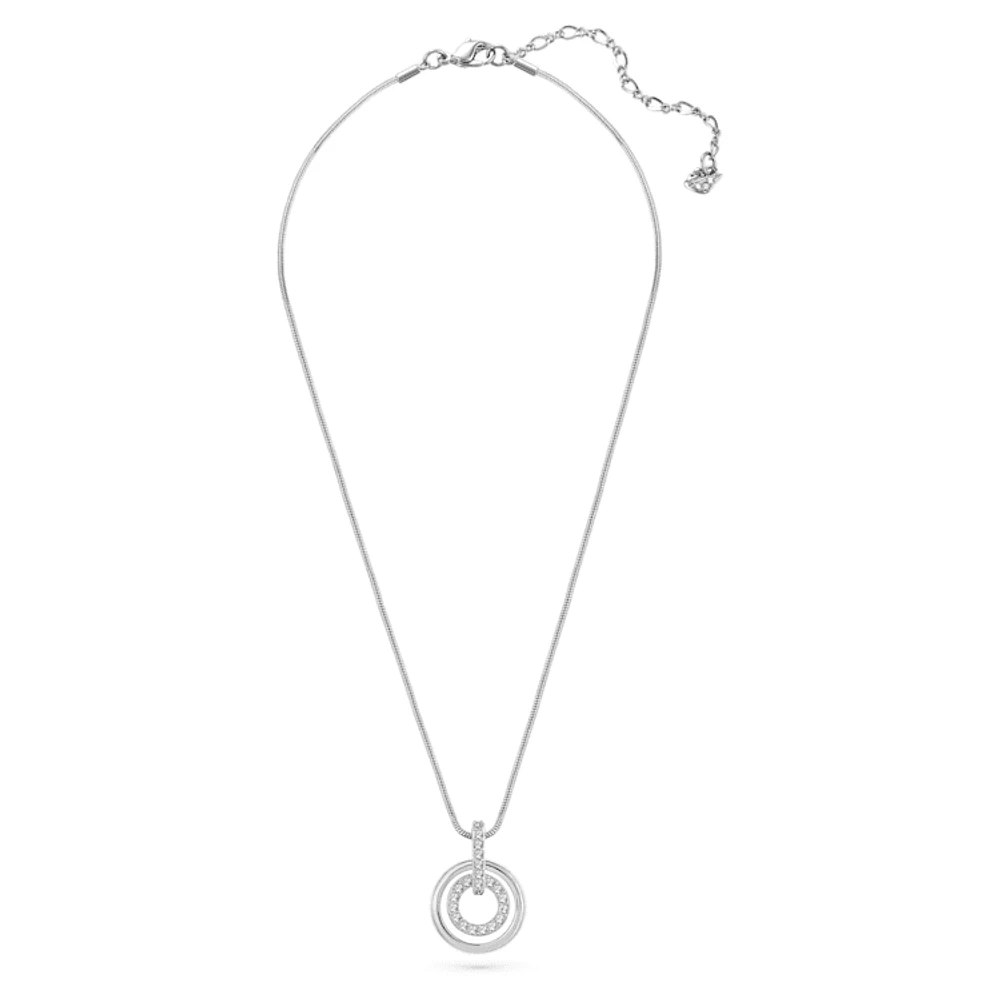 Circle pendant, Round shape, White, Rhodium plated by SWAROVSKI