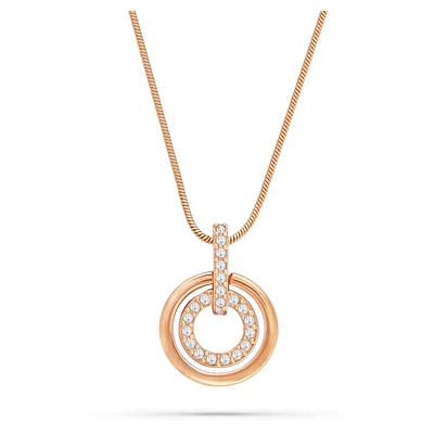 Circle pendant, Round shape, White, Rose gold-tone plated by SWAROVSKI