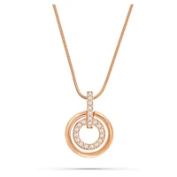 Circle pendant, Round shape, White, Rose gold-tone plated by SWAROVSKI