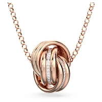 Hyperbola pendant, Intertwined circles, White, Rose gold-tone plated by SWAROVSKI