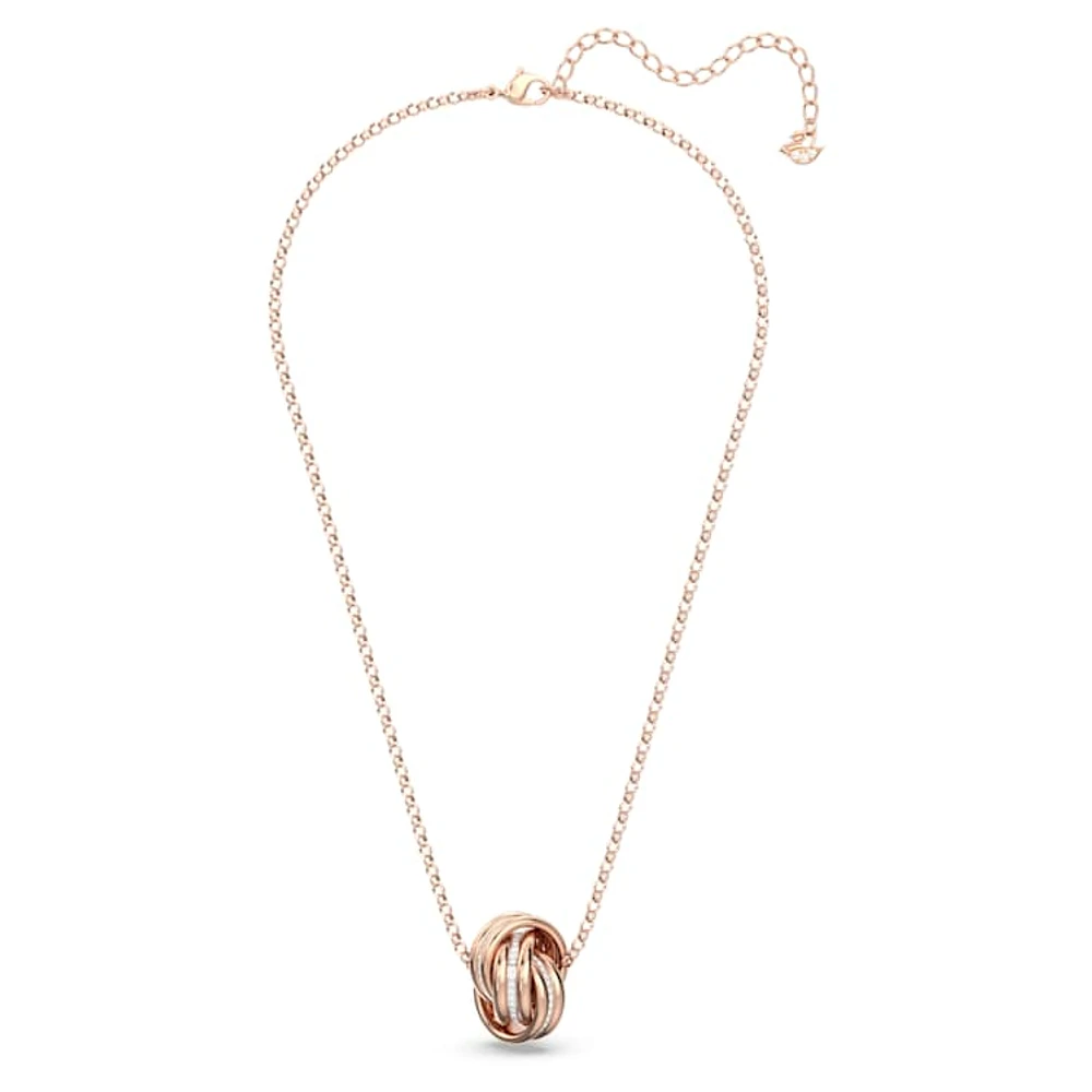 Hyperbola pendant, Intertwined circles, White, Rose gold-tone plated by SWAROVSKI