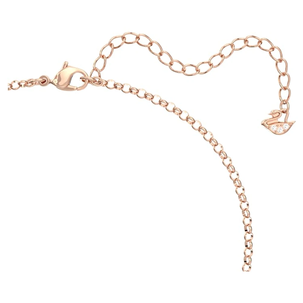 Hyperbola pendant, Intertwined circles, White, Rose gold-tone plated by SWAROVSKI