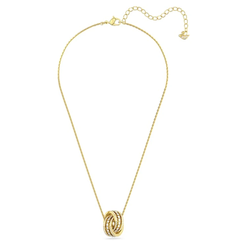 Hyperbola necklace, Intertwined circles, White, Gold-tone plated by SWAROVSKI