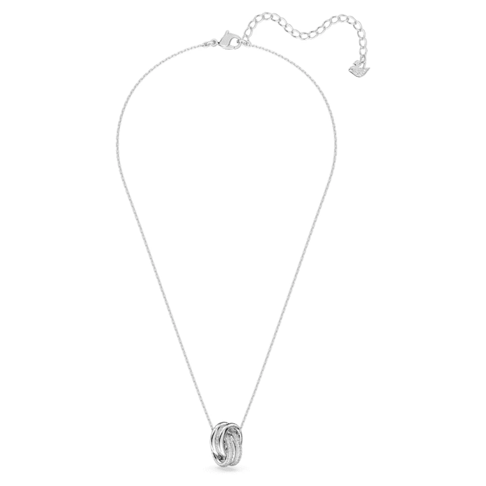 Hyperbola pendant, Intertwined circles, Small, White, Rhodium plated by SWAROVSKI