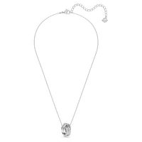 Hyperbola pendant, Intertwined circles, Small, White, Rhodium plated by SWAROVSKI