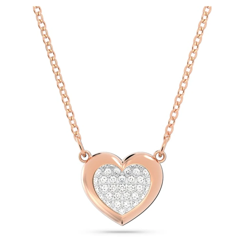 Hall pendant, Heart, White, Rose gold-tone plated by SWAROVSKI