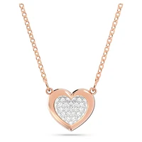 Hall pendant, Heart, White, Rose gold-tone plated by SWAROVSKI