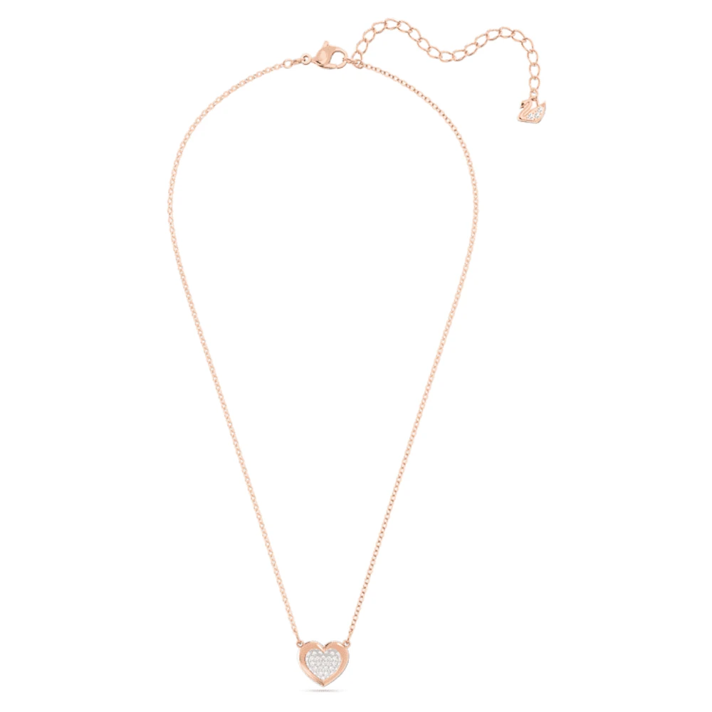 Hall pendant, Heart, White, Rose gold-tone plated by SWAROVSKI