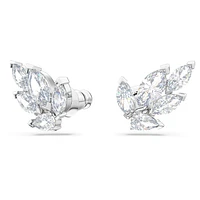 Louison stud earrings, Leaf, White, Rhodium plated by SWAROVSKI