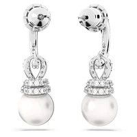 Originally drop earrings, White, Rhodium plated by SWAROVSKI