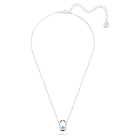 Una necklace, Round cut, Oval shape, Blue, Rhodium plated by SWAROVSKI