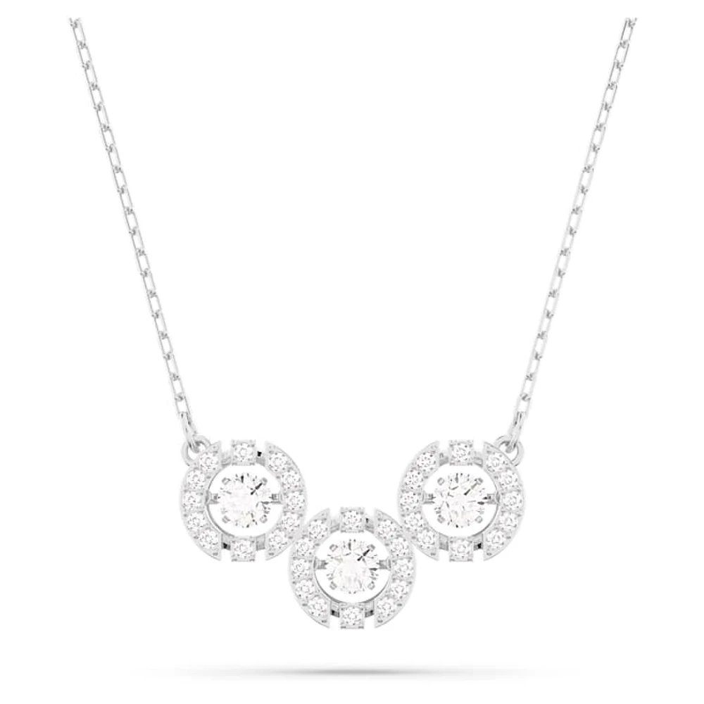 Una necklace, Round cut, White, Rhodium plated by SWAROVSKI