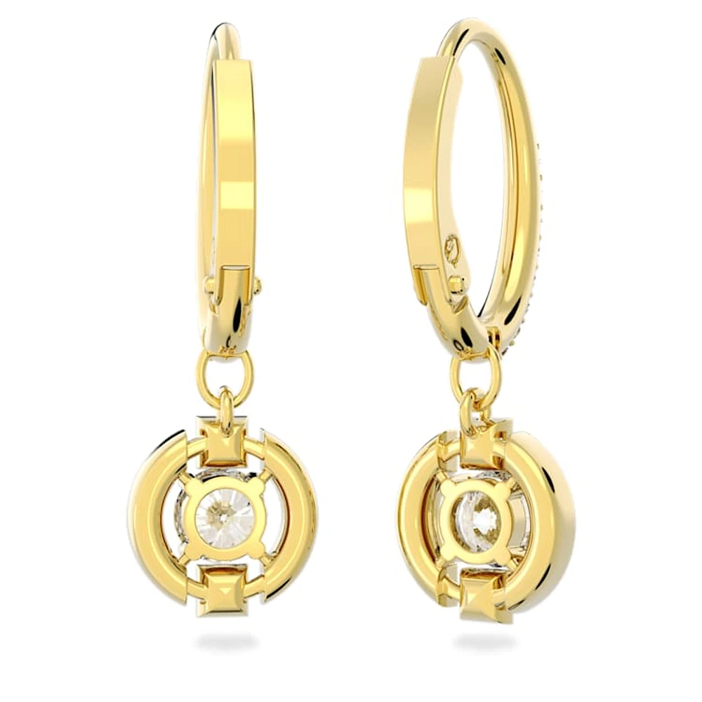 Una drop earrings, Round cut, White, Gold-tone plated by SWAROVSKI