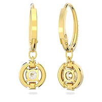 Una drop earrings, Round cut, White, Gold-tone plated by SWAROVSKI