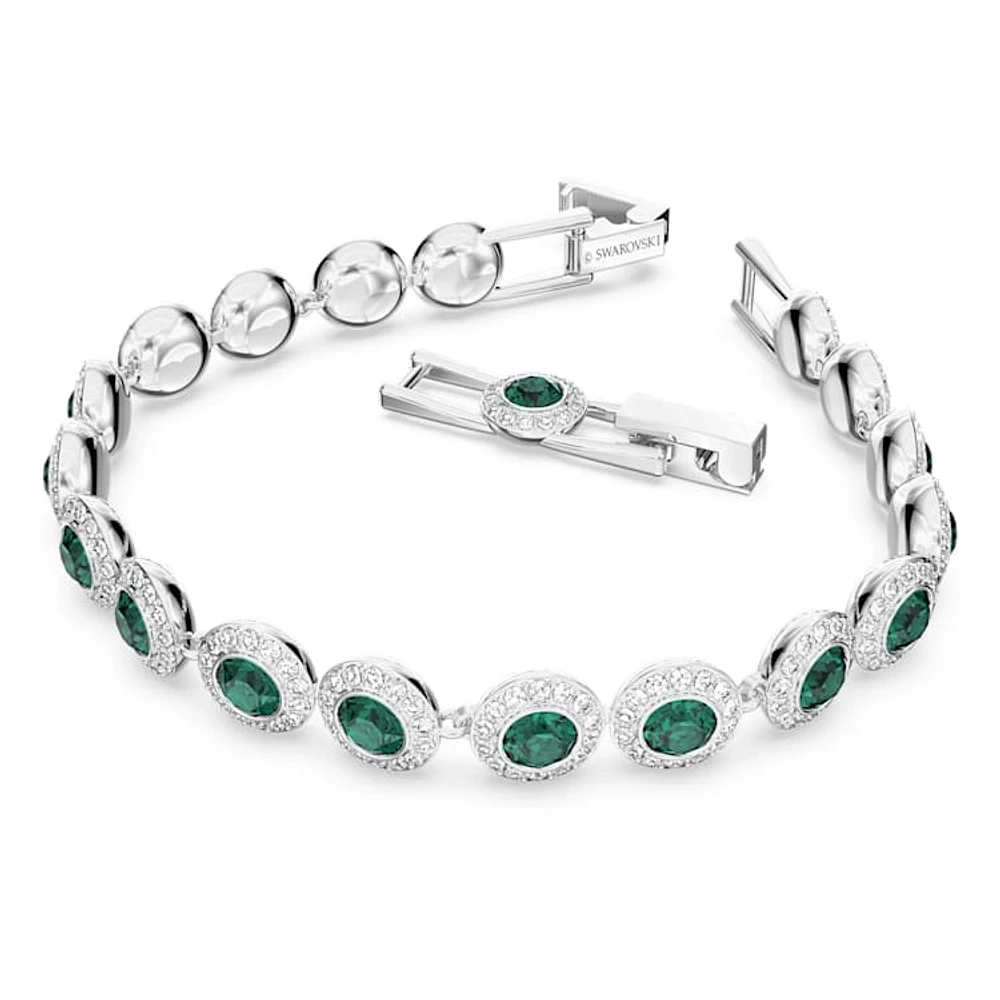 Una Angelic Tennis bracelet, Round cut, Pavé, Medium, Green, Rhodium plated by SWAROVSKI