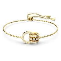 Hyperbola bracelet, Interlocking loop, White, Gold-tone plated by SWAROVSKI