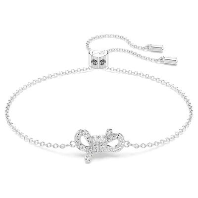 Lifelong Bow bracelet, Bow, White, Rhodium plated by SWAROVSKI