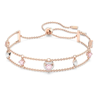 One bracelet, Mixed cuts, Heart, Pink, Rose gold-tone plated by SWAROVSKI